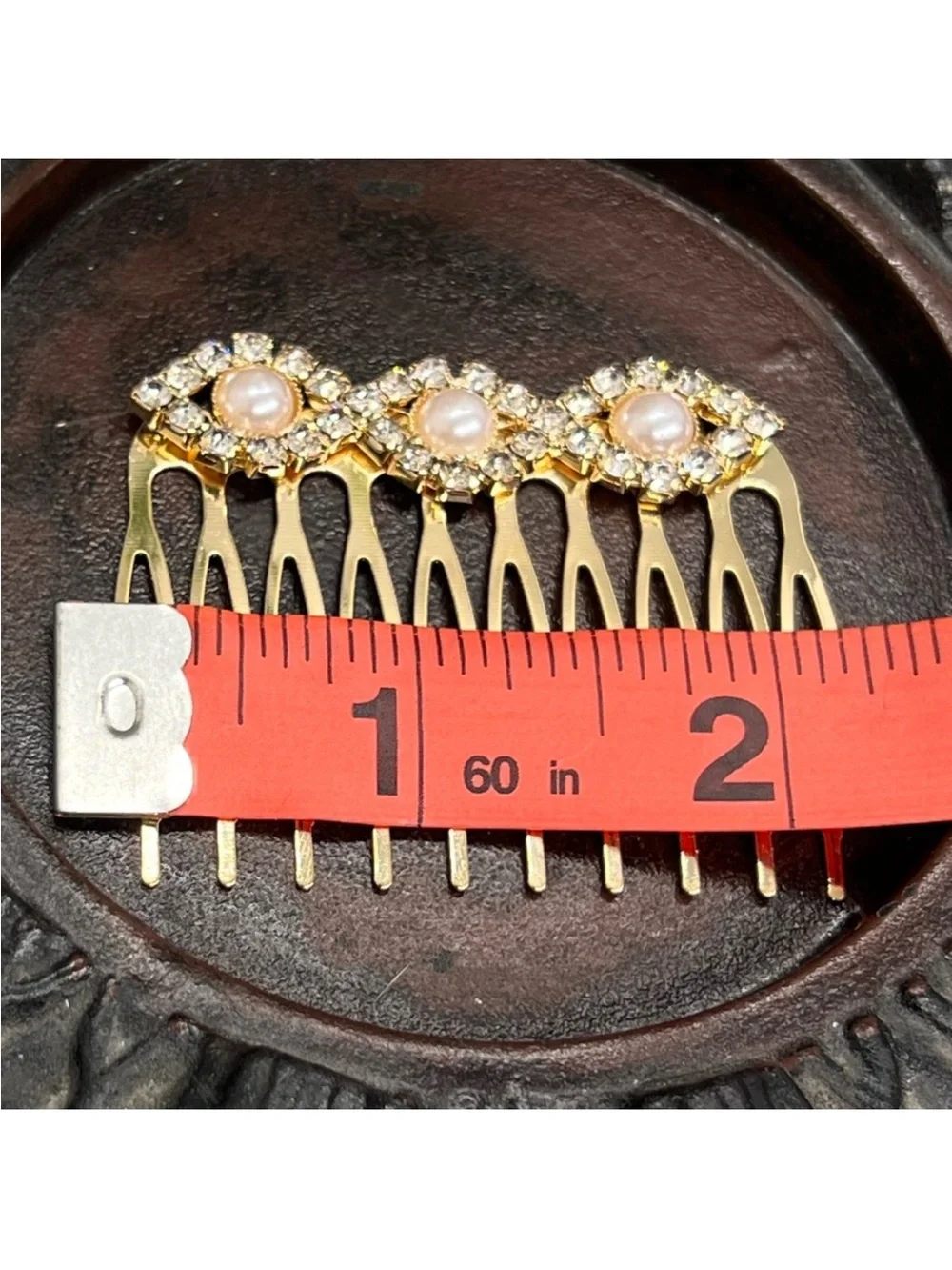 Gold Pearl and Crystal Decorative Hair Comb